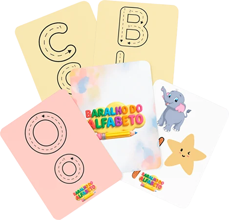 Cartas do Baralho do Alfabeto dispostas em leque