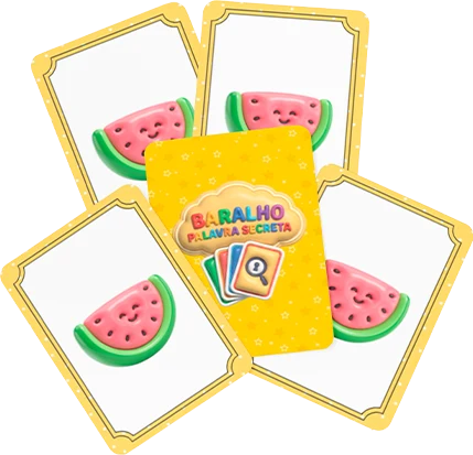 Cartas do Baralho Palavra Secreta dispostas em leque