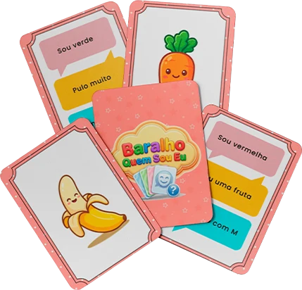 Cartas do Baralho Quem Sou Eu dispostas em leque