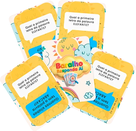 Cartas do Baralho Responda Aí dispostas em leque