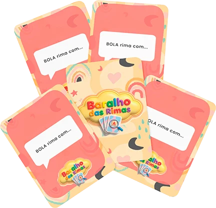 Cartas do Baralho das Rimas dispostas em leque